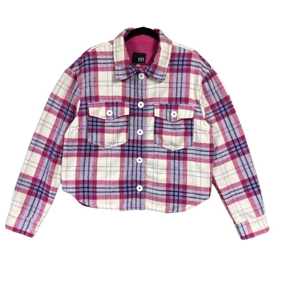Kut From The Kloth Jacket Womens Size XL Lora Crop Shacket with Flap Pockets